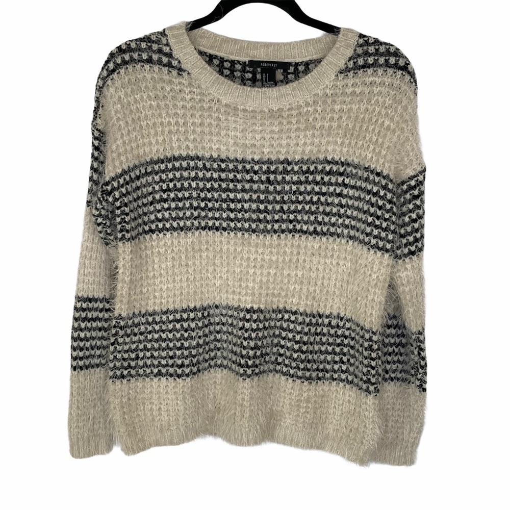 Forever 21 Black/Cream Soft Eyelash Knit Sweater